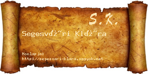 Segesvári Klára névjegykártya