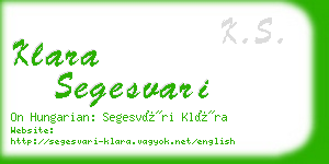 klara segesvari business card